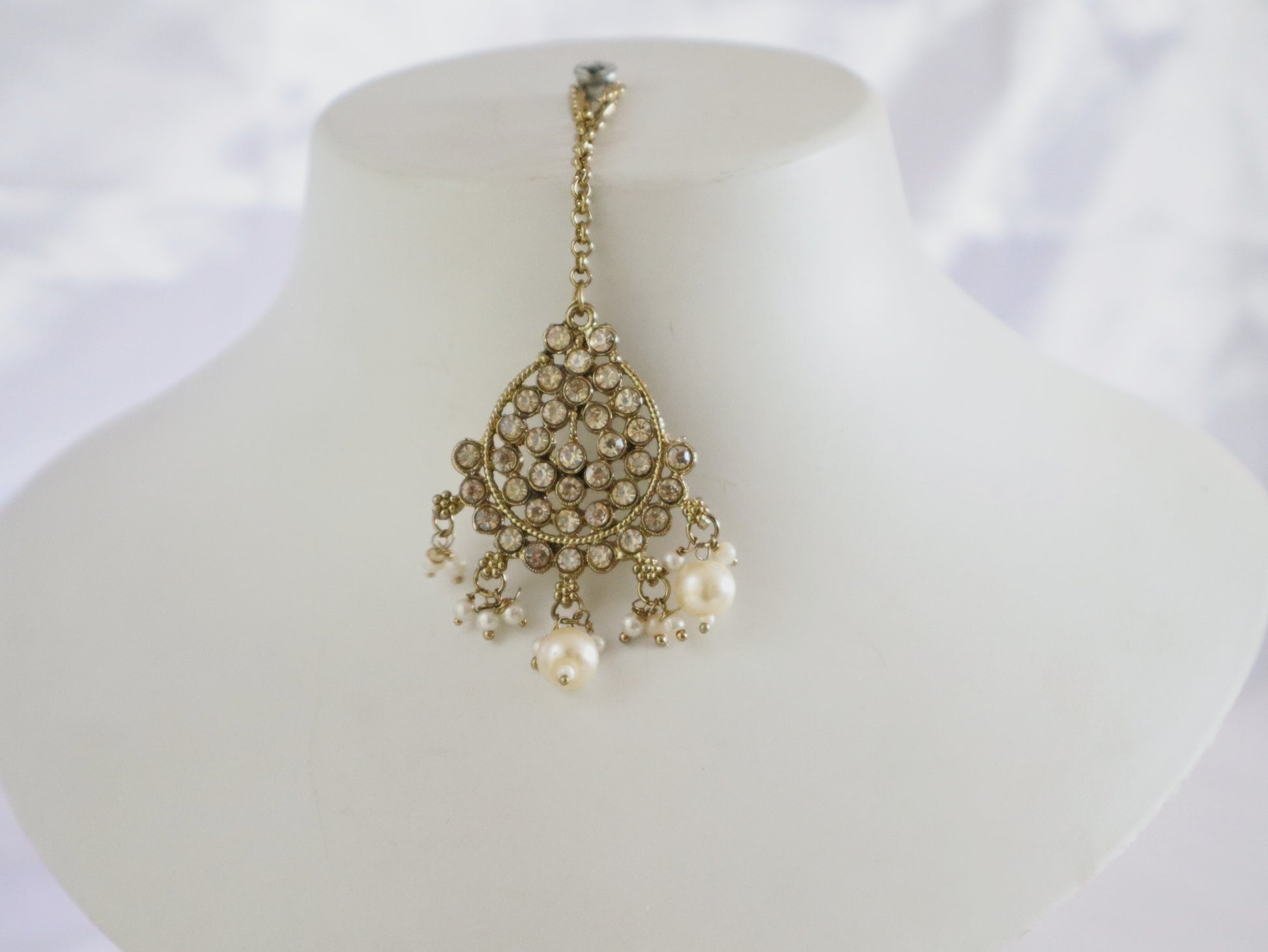 Antique Gold Pearl Drop Choker Set