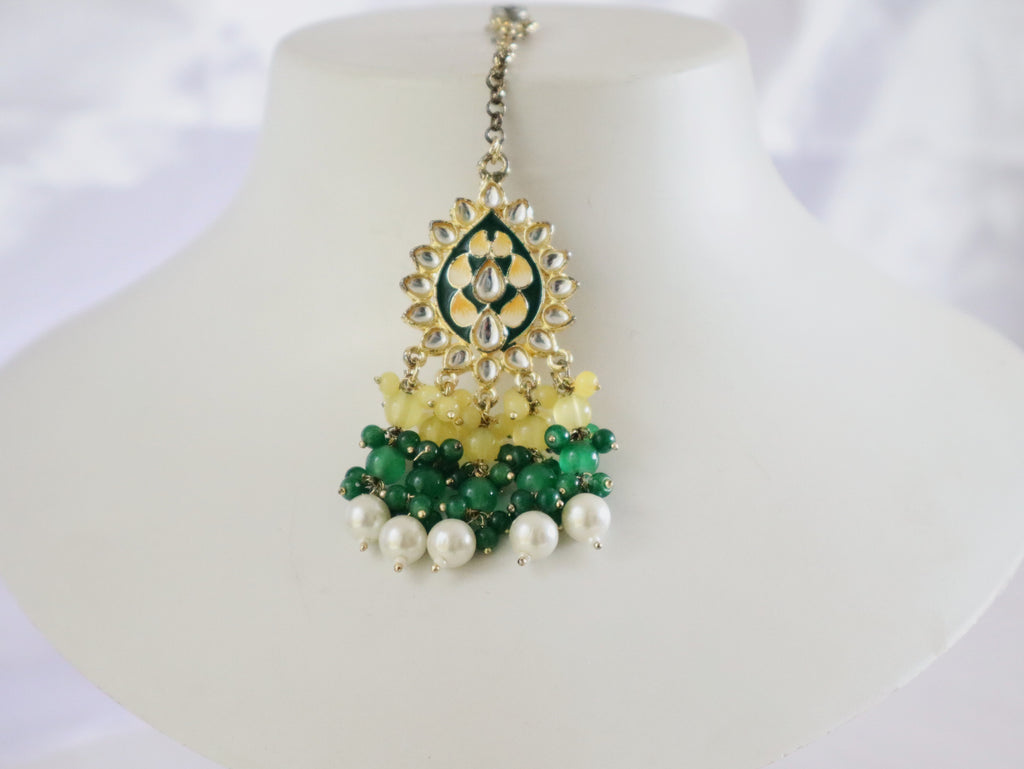Emerald Sunshine Kundan Beaded Choker Set