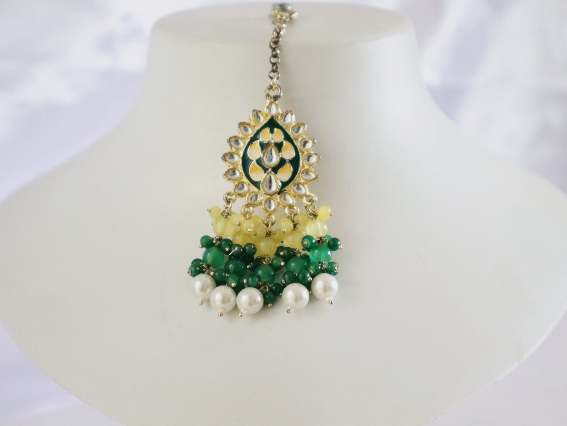 Emerald Sunshine Kundan Beaded Choker Set