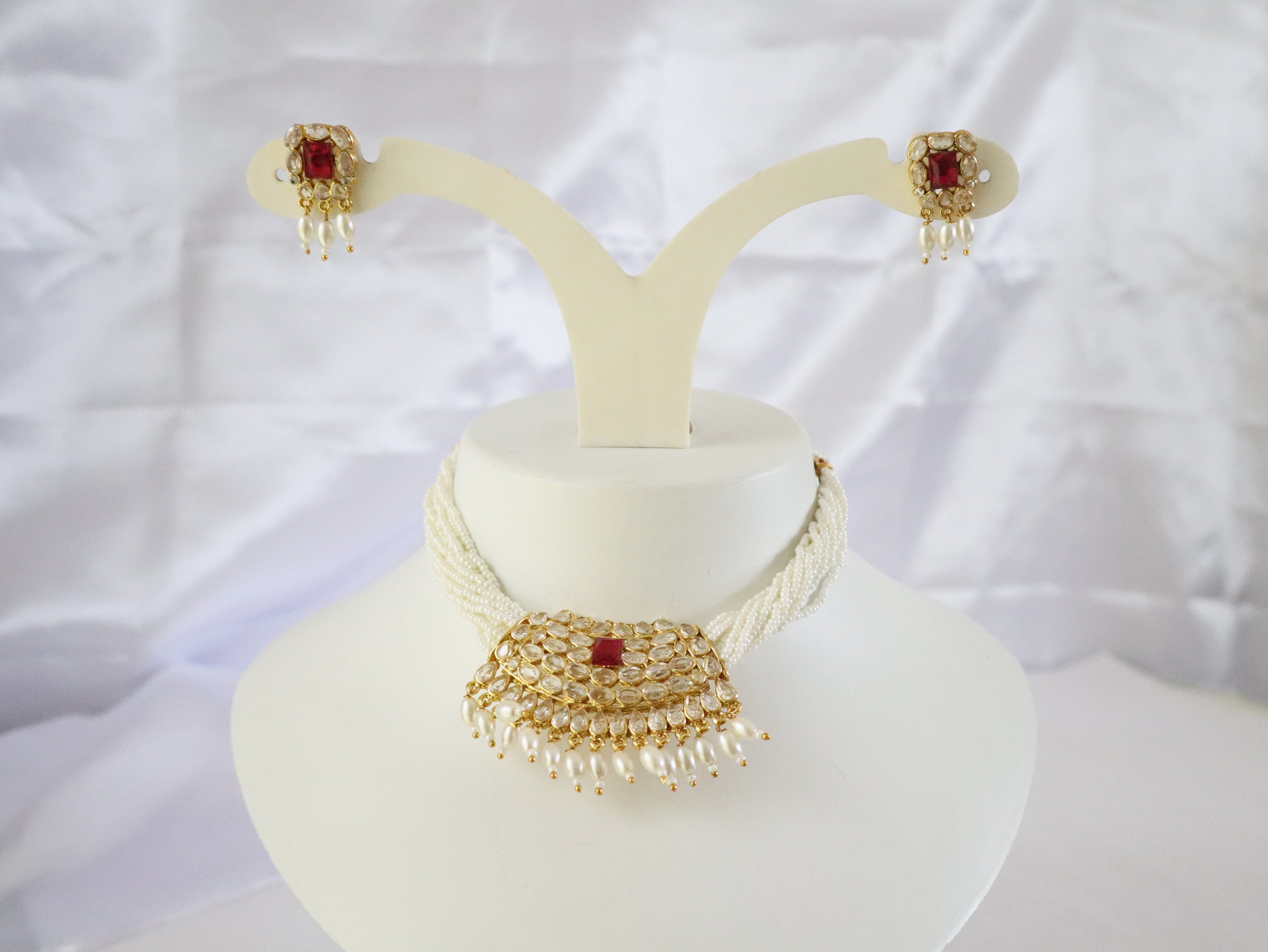 Regal Ruby Kundan Pearl Choker Set