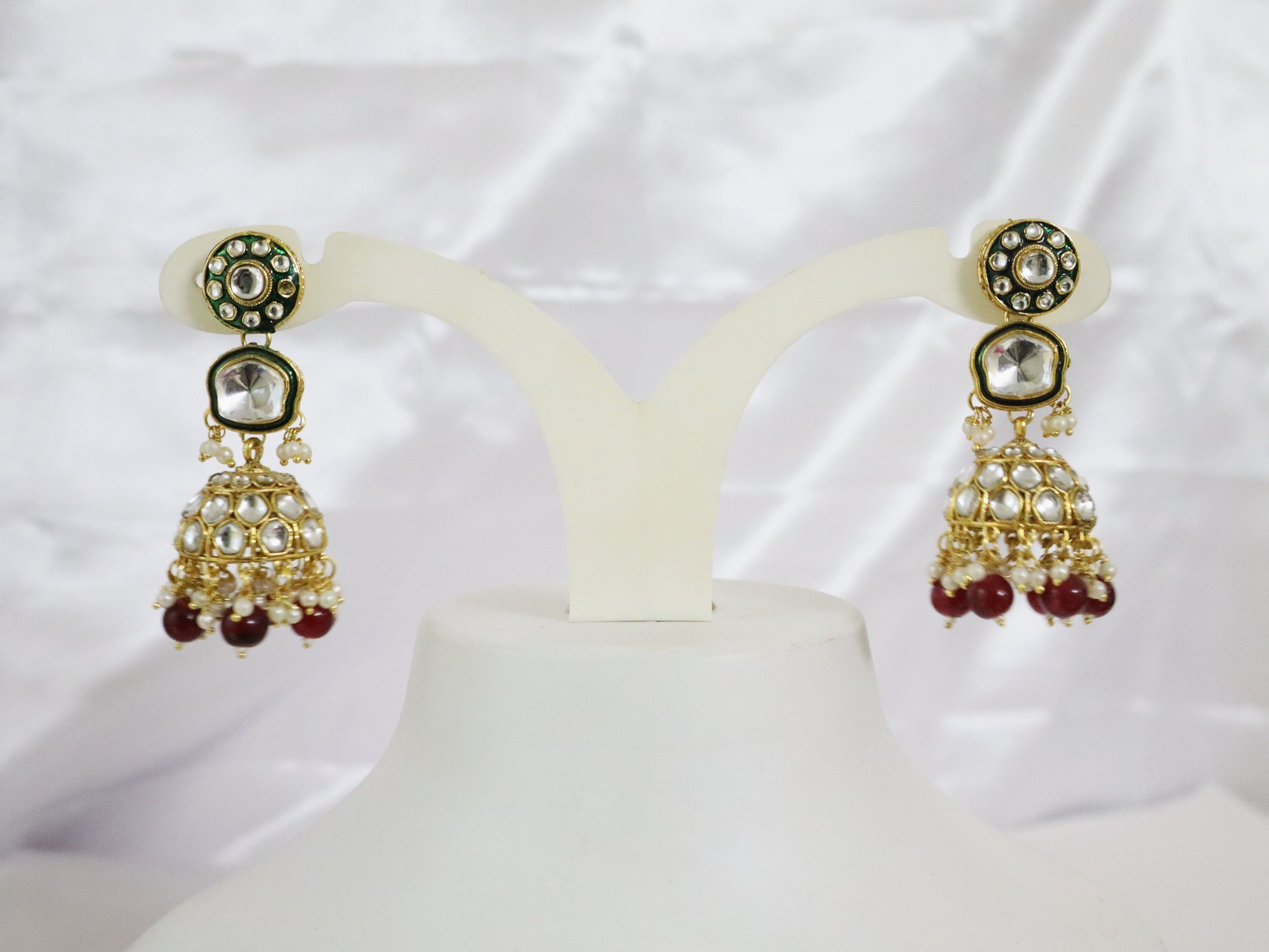 Green & Maroon Kundan Polki Bridal Choker Set