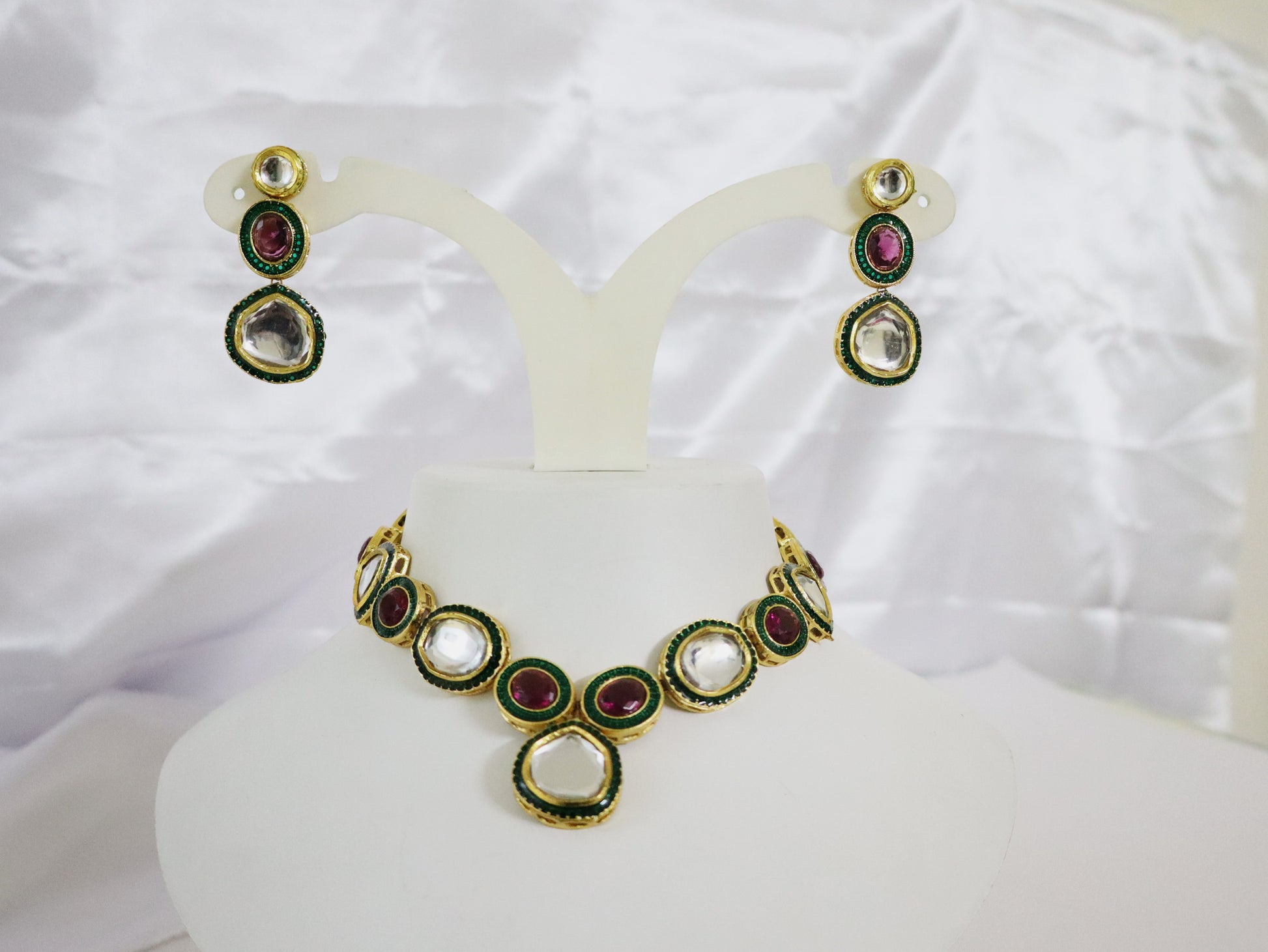 Ruby Green Enamel Kundan Choker Set