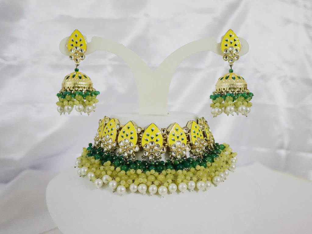 Meenakari Mango Motif Choker Set