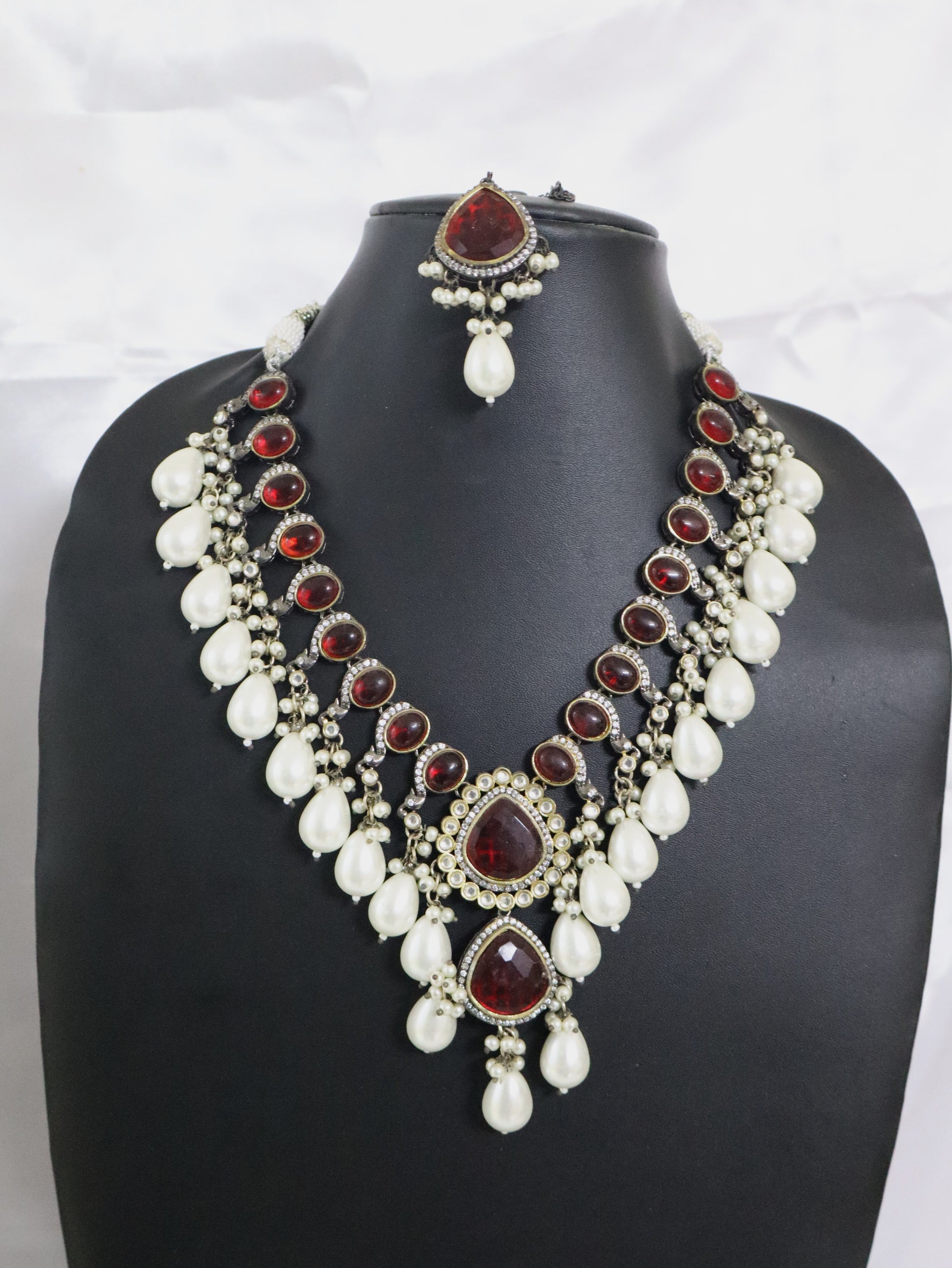 Royal Ruby Drop Bridal Set