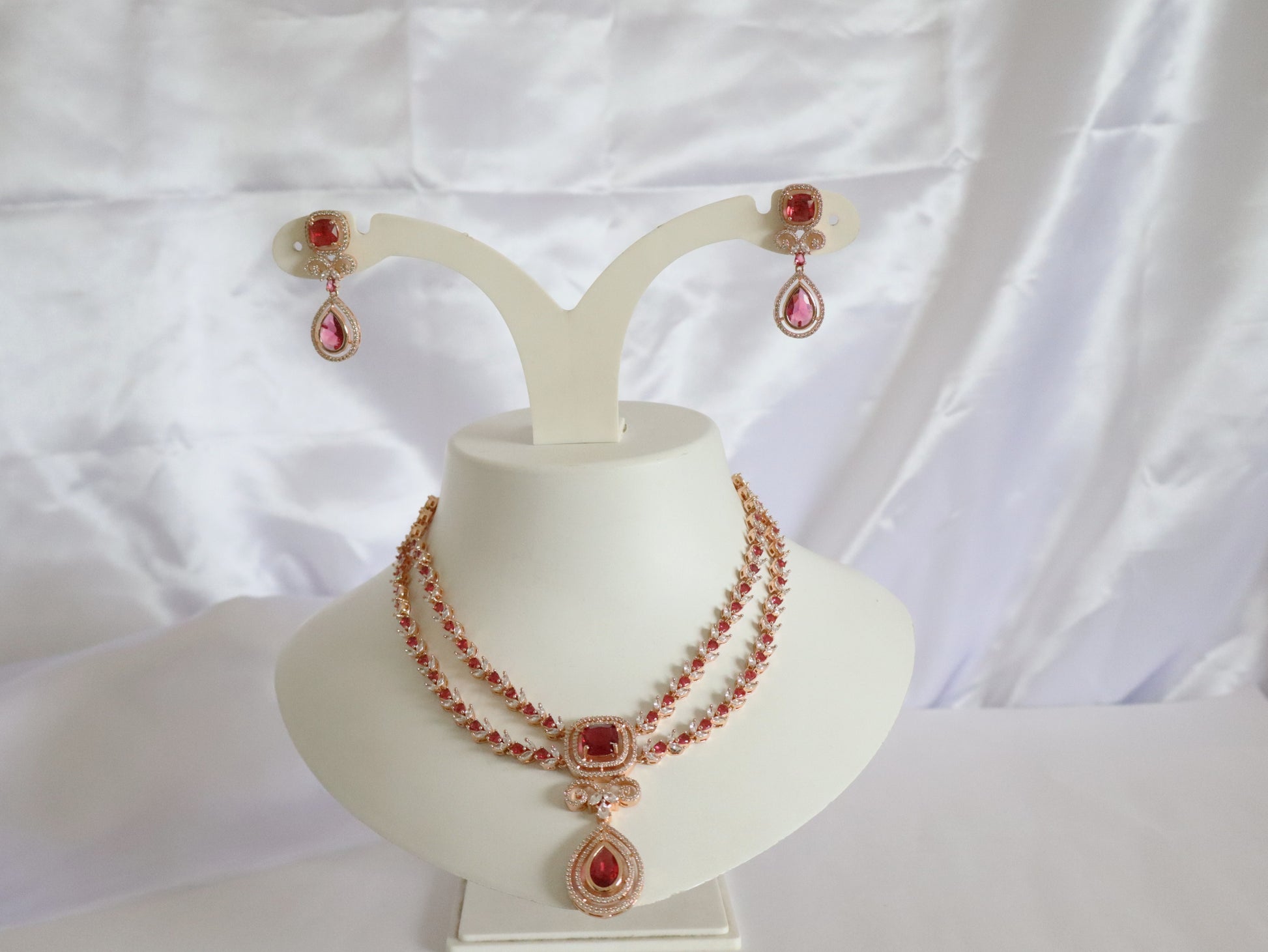 Ruby Royale Layered Necklace Set