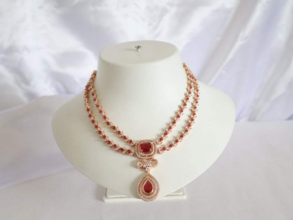 Ruby Royale Layered Necklace Set
