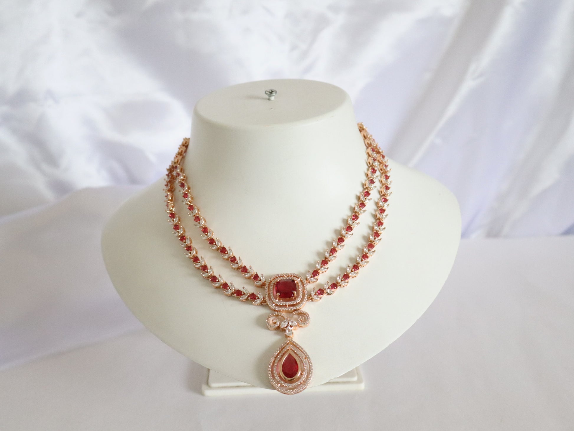 Ruby Royale Layered Necklace Set