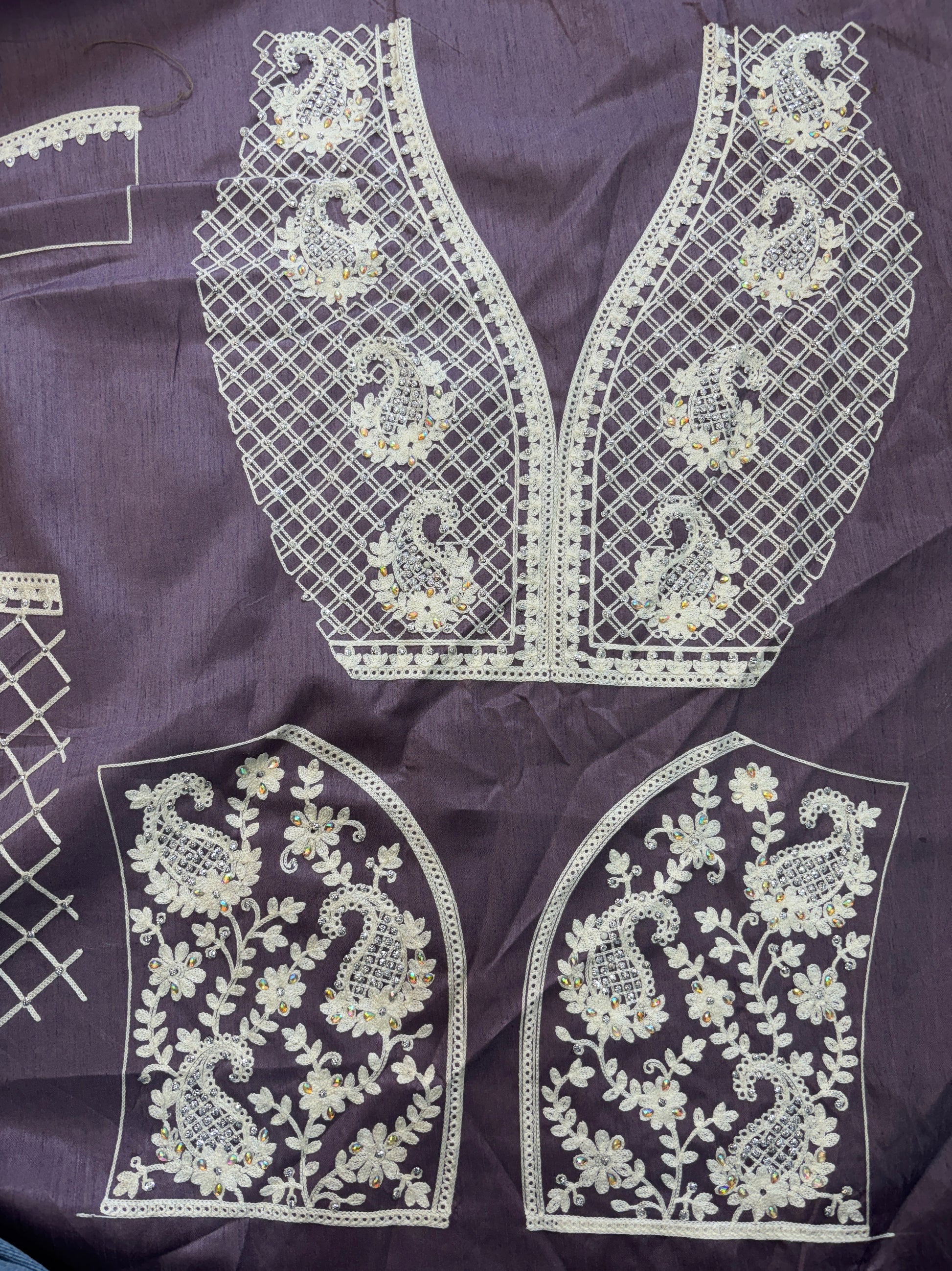 Shimmering Mauve Tissue Saree with Intricate Ivory Floral Border