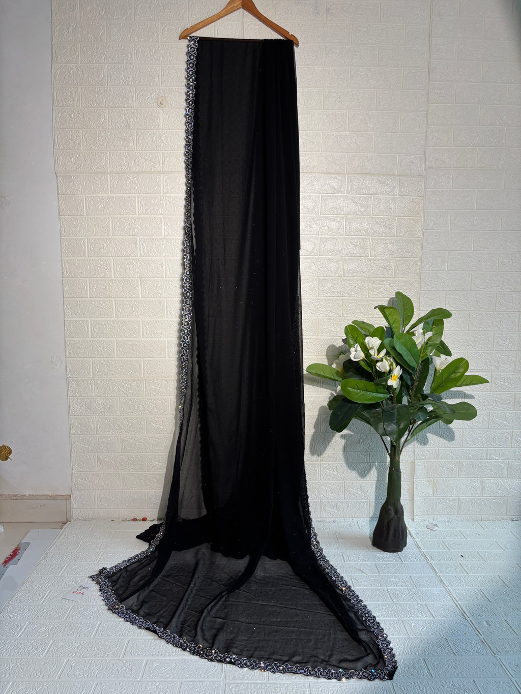 Classic Black Georgette Saree with Sequin Embroidered Border
