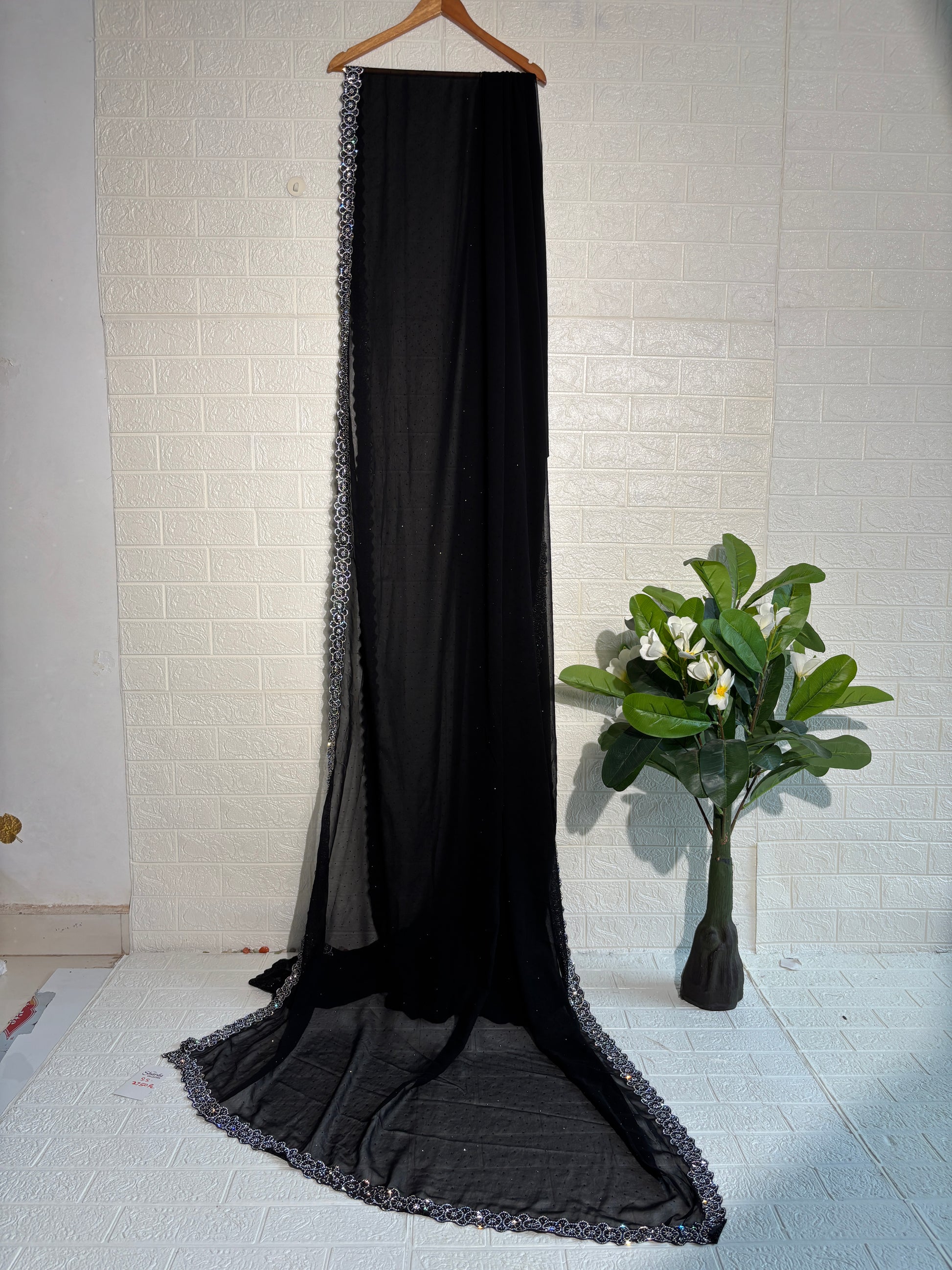 Classic Black Georgette Saree with Sequin Embroidered Border