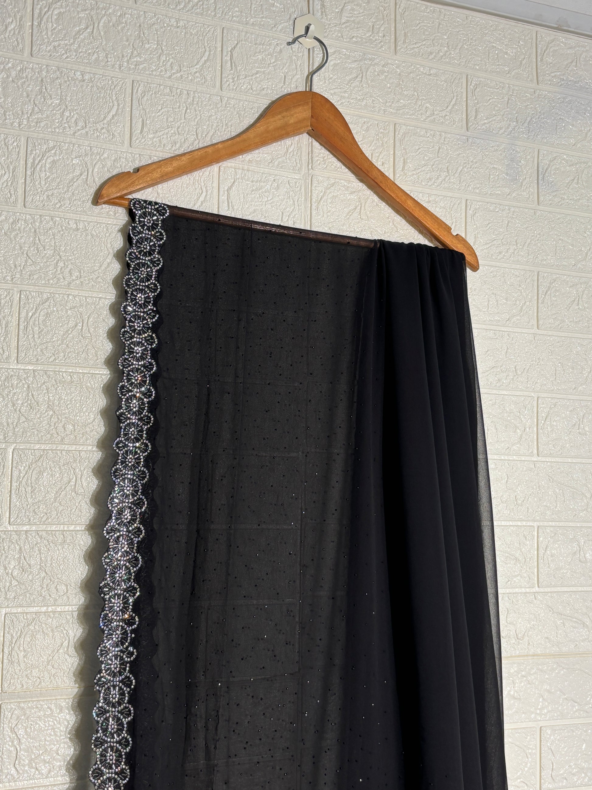 Classic Black Georgette Saree with Sequin Embroidered Border