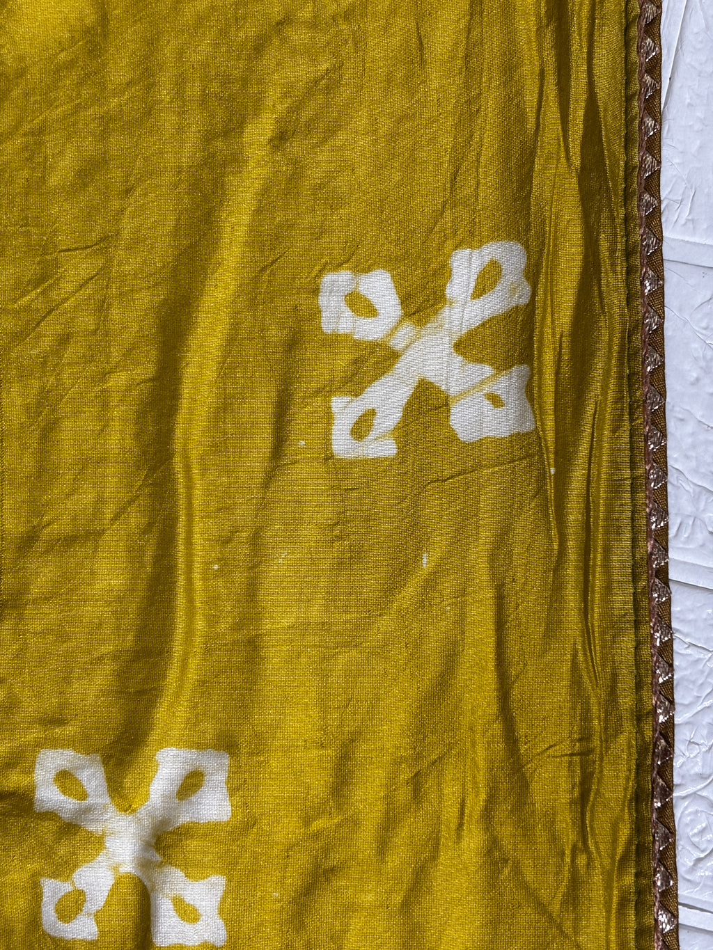 Mustard Yellow Bandhani Georgette Saree with Mirror Work"