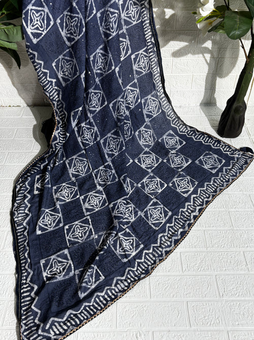 "Midnight Indigo Bandhani Georgette Saree"