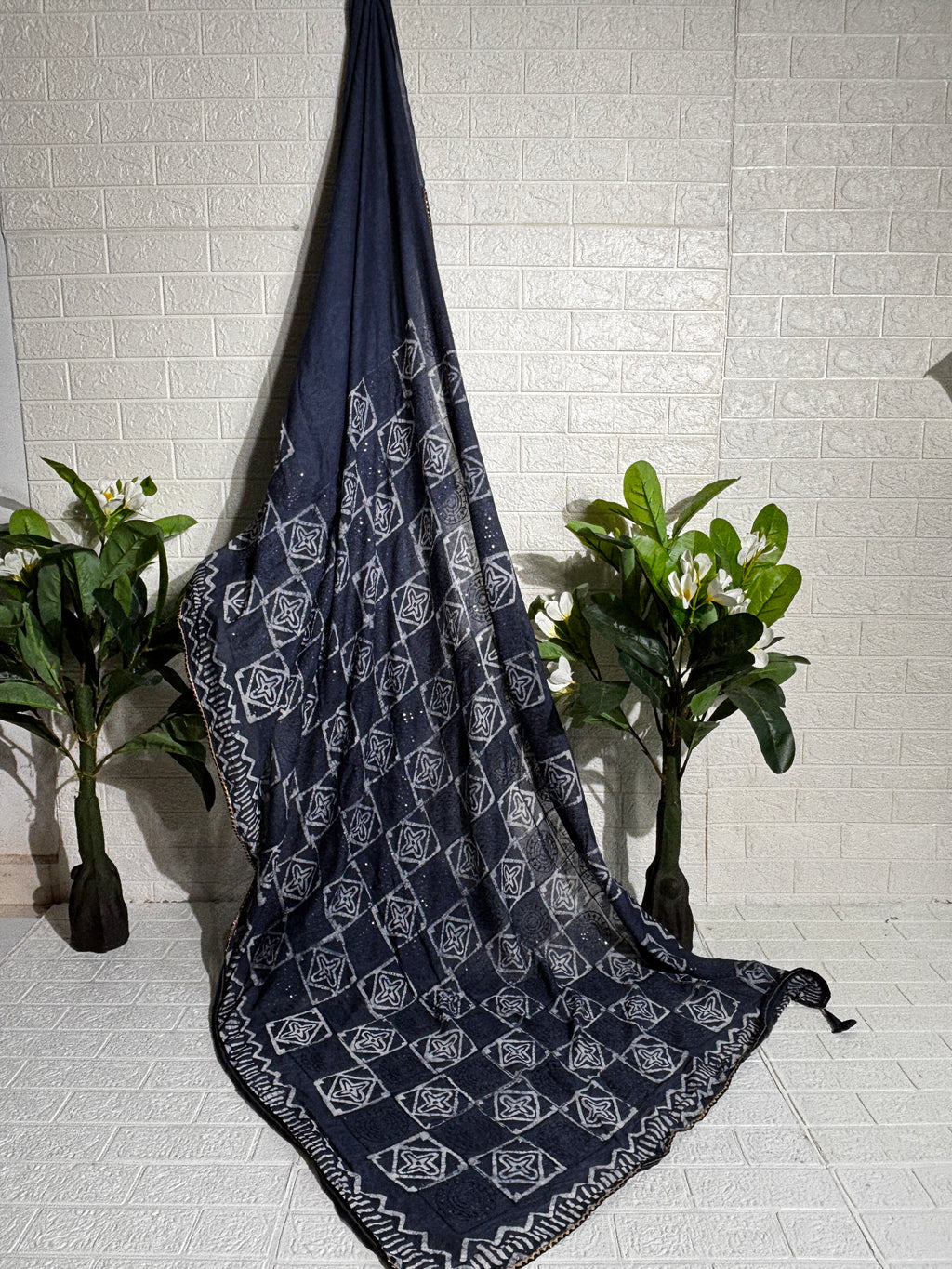 "Midnight Indigo Bandhani Georgette Saree"