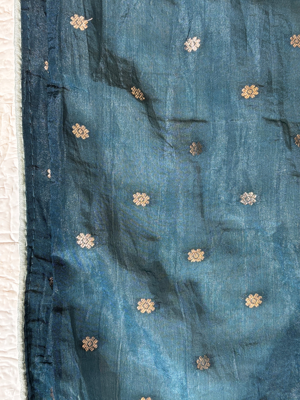 Midnight Blue Banarasi Silk Saree with Multicolor Floral Zari Work