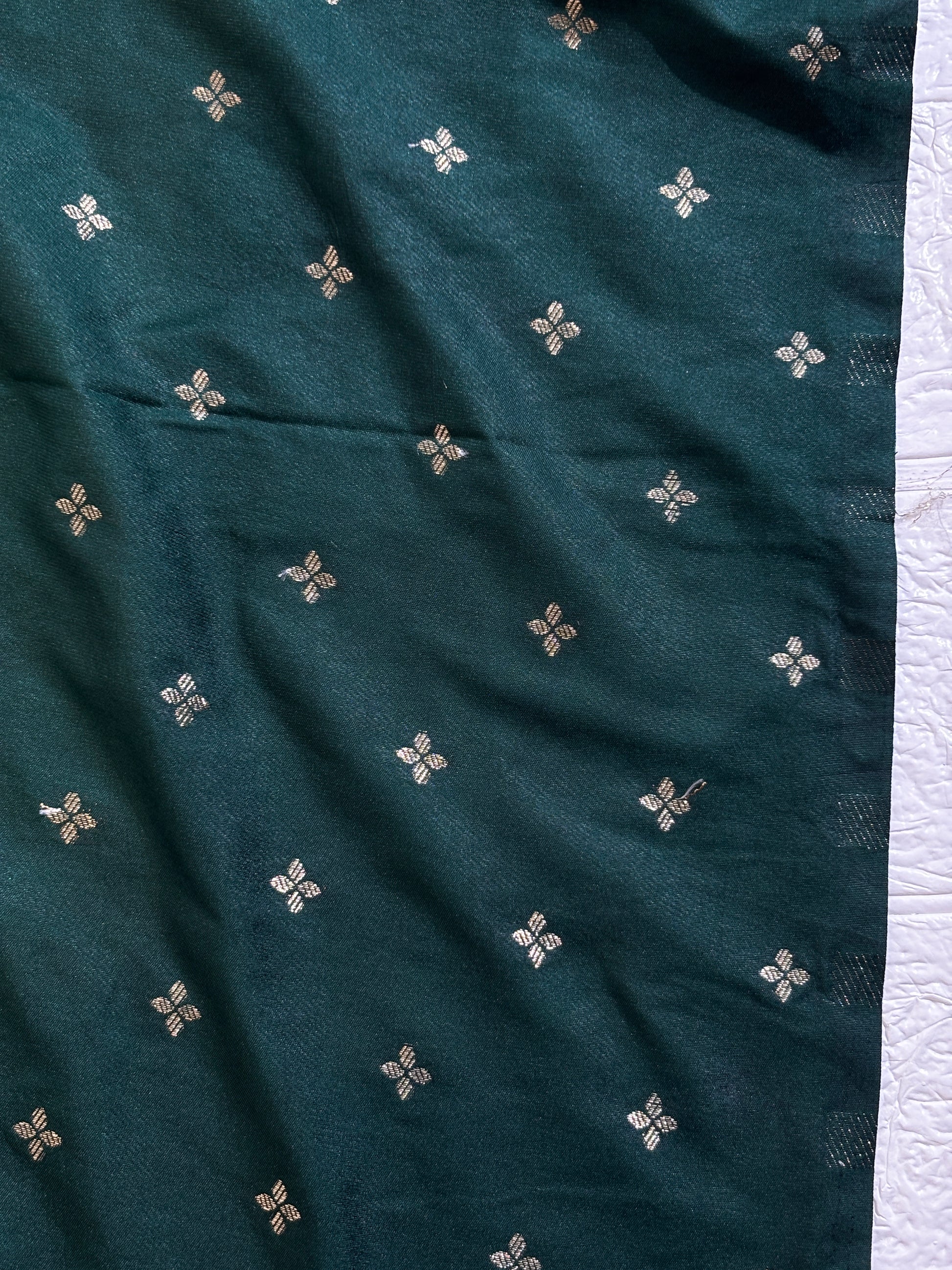 "Teal Blue Banarasi Silk Saree with Silver Zari Buttas"
