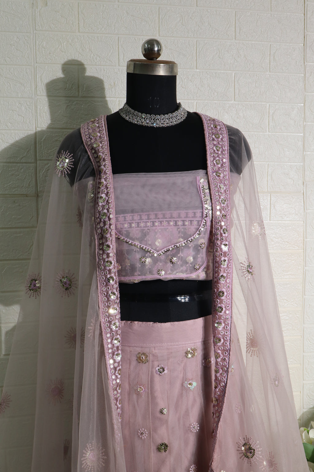 Lavender Sequin Work Lehenga Set