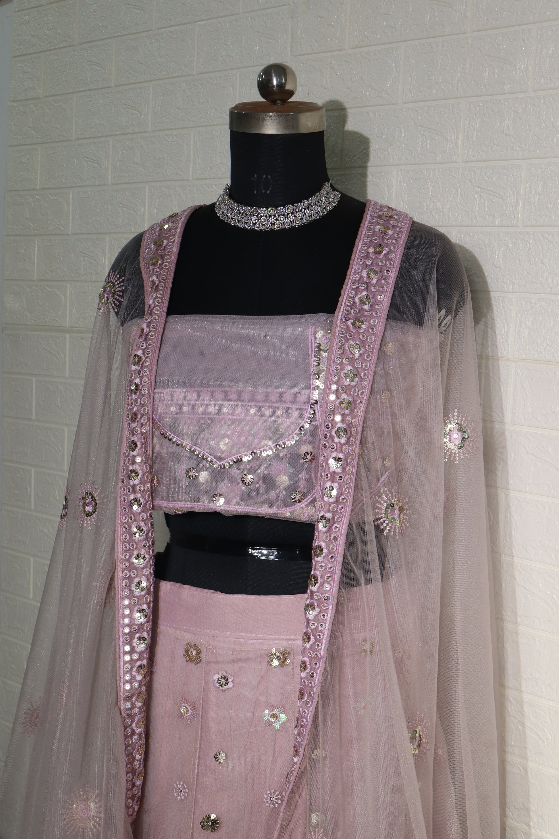 Lavender Sequin Work Lehenga Set