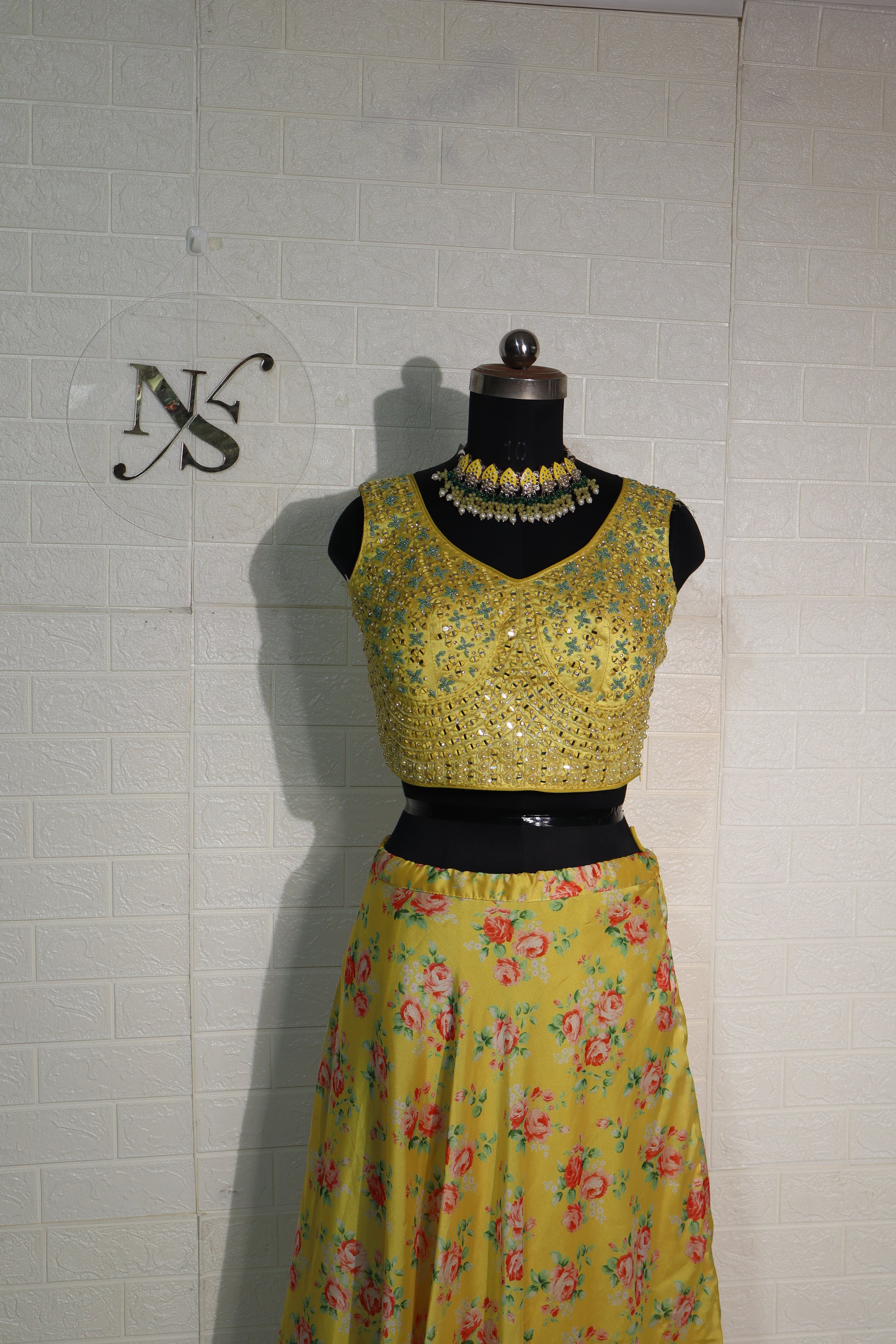 Yellow Floral Lehenga Set