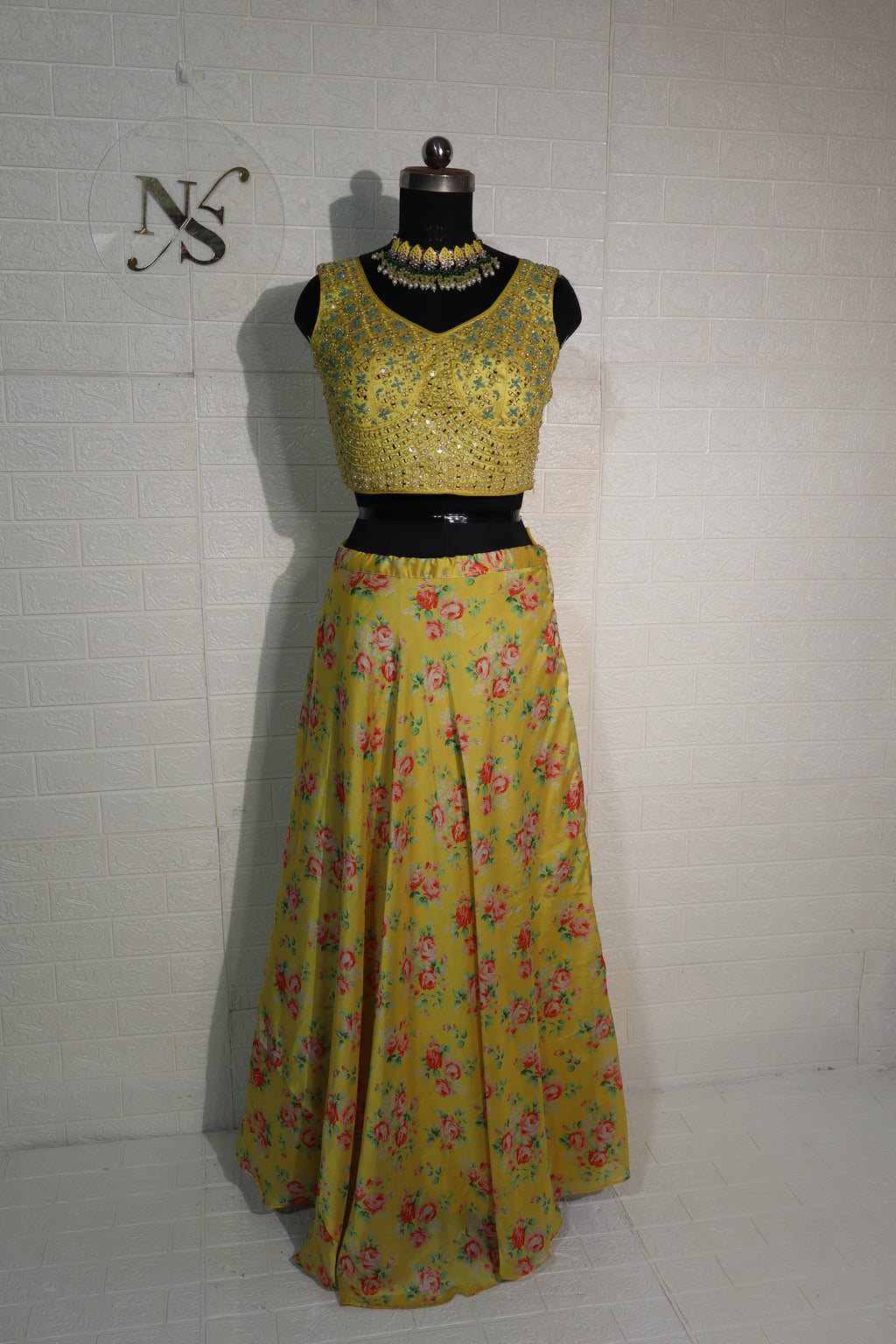 Yellow Floral Lehenga Set