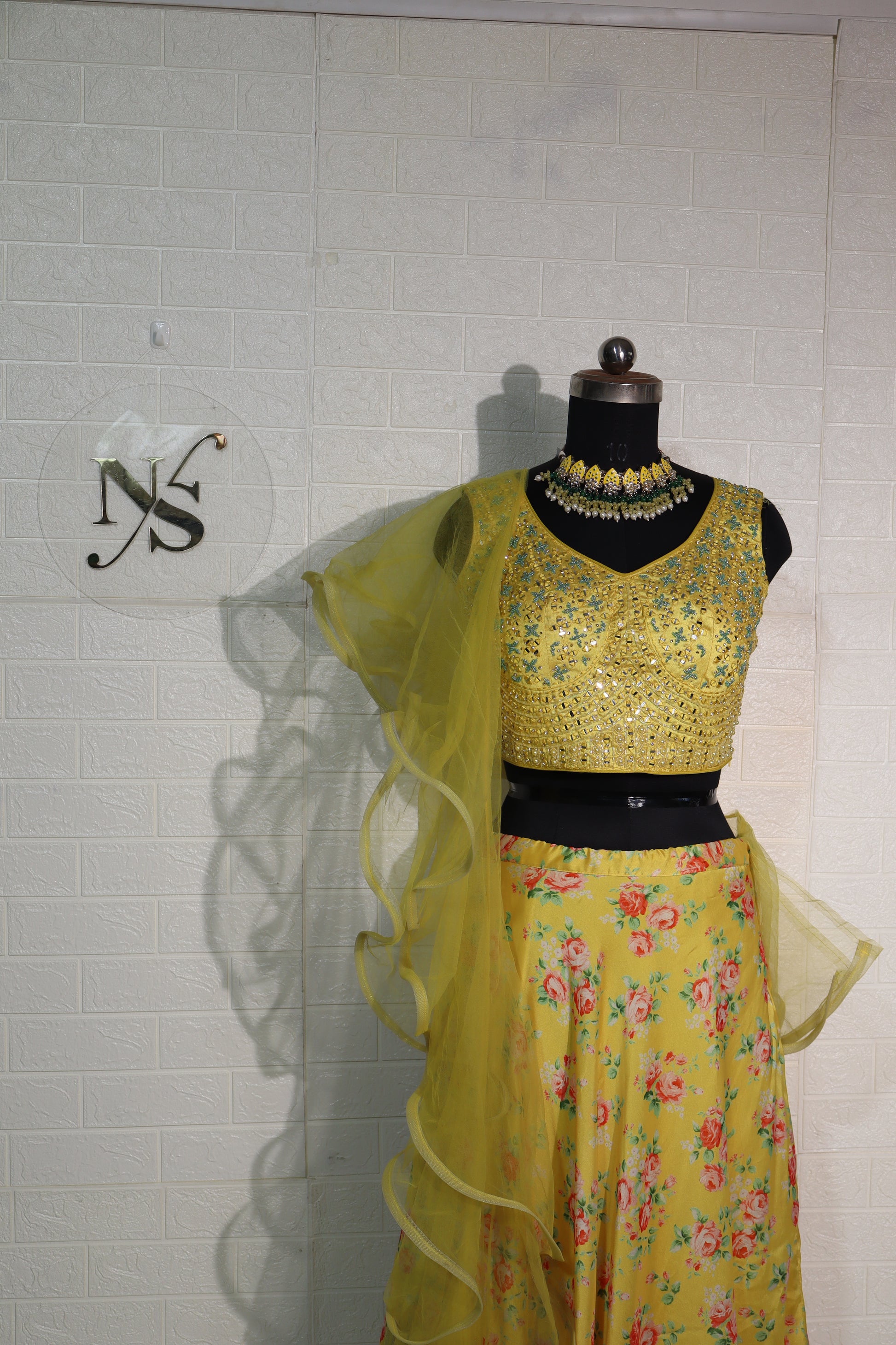 Yellow Floral Lehenga Set