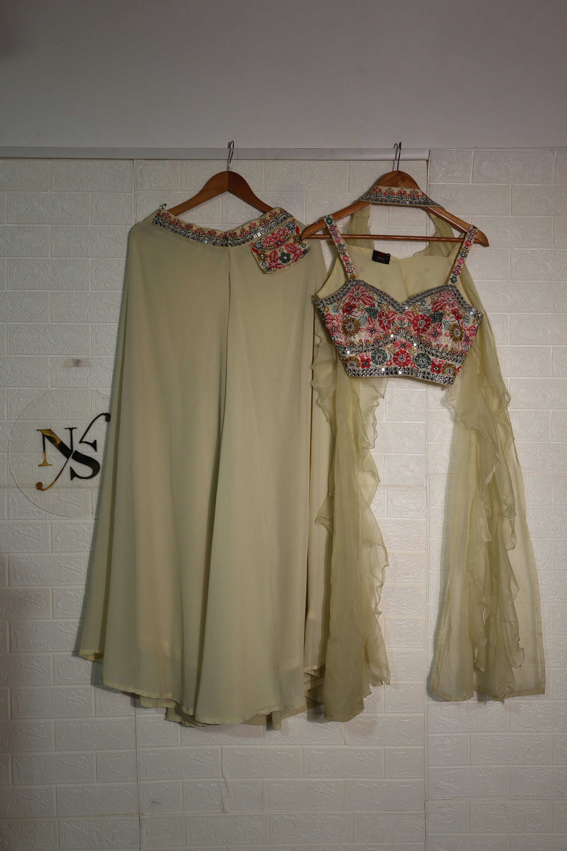 Pastel Yellow Embroidered Plazo Set