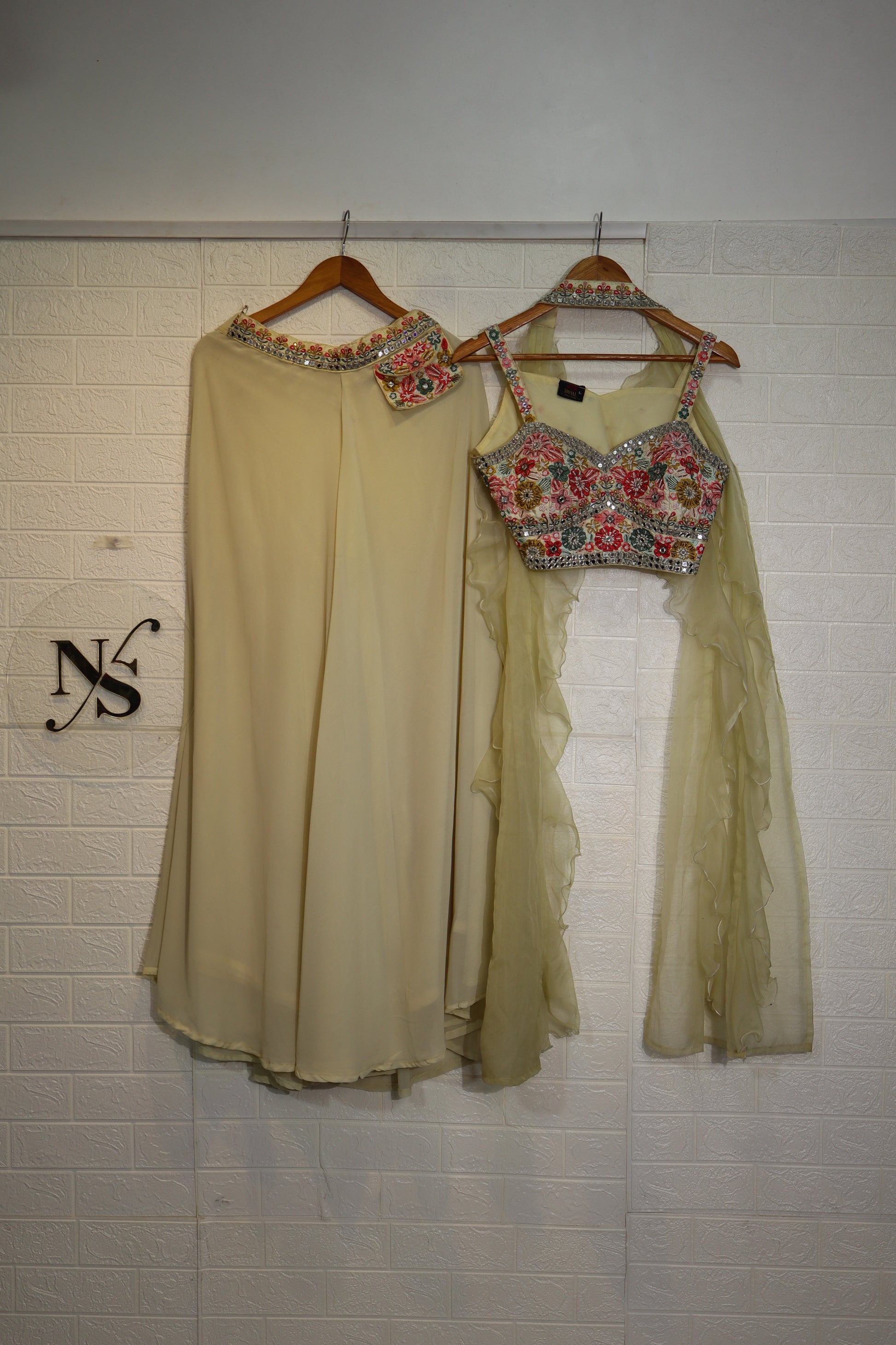 Pastel Yellow Embroidered Plazo Set