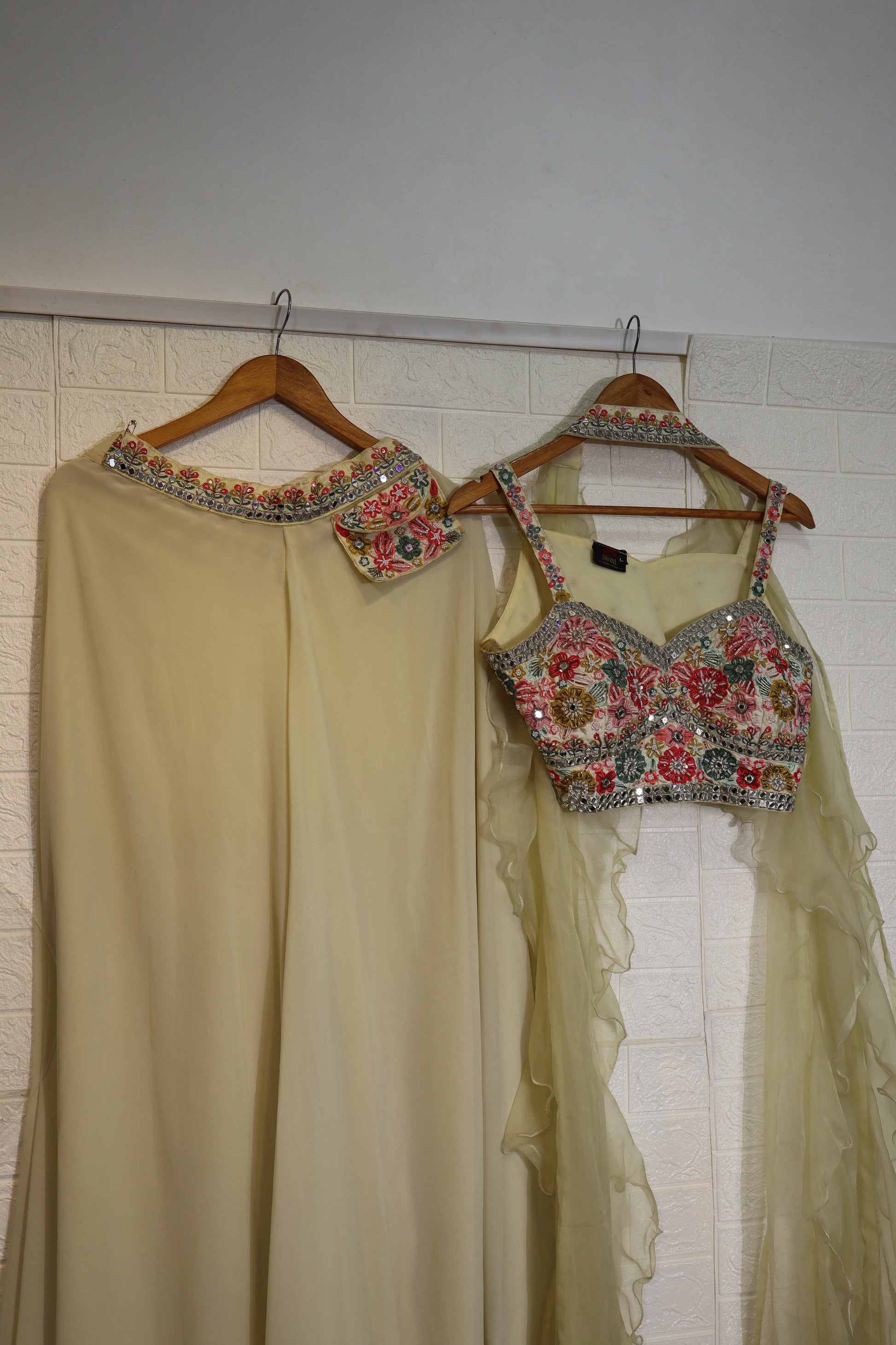 Pastel Yellow Embroidered Plazo Set