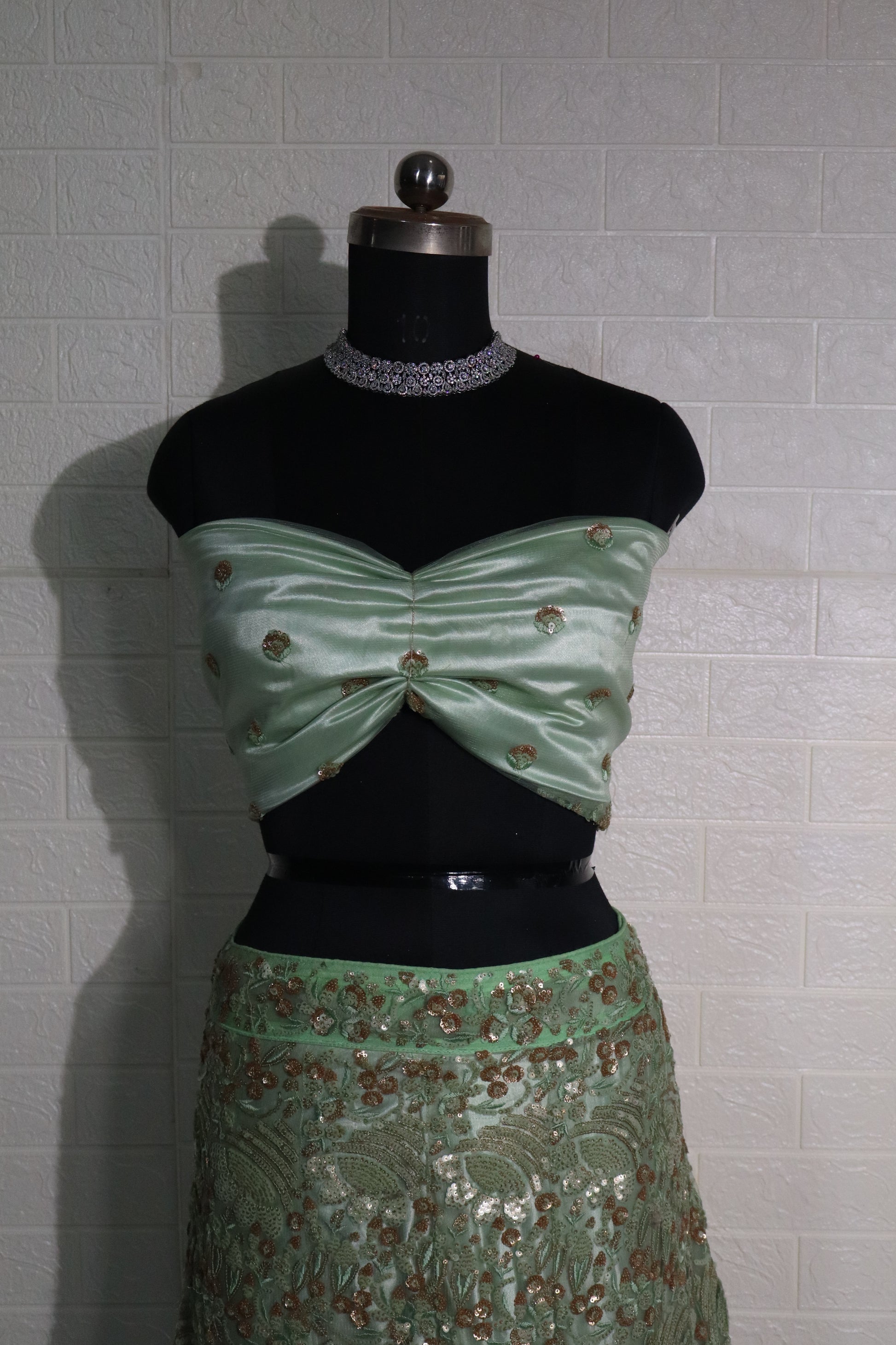Mint Green Embroidered Lehenga Set