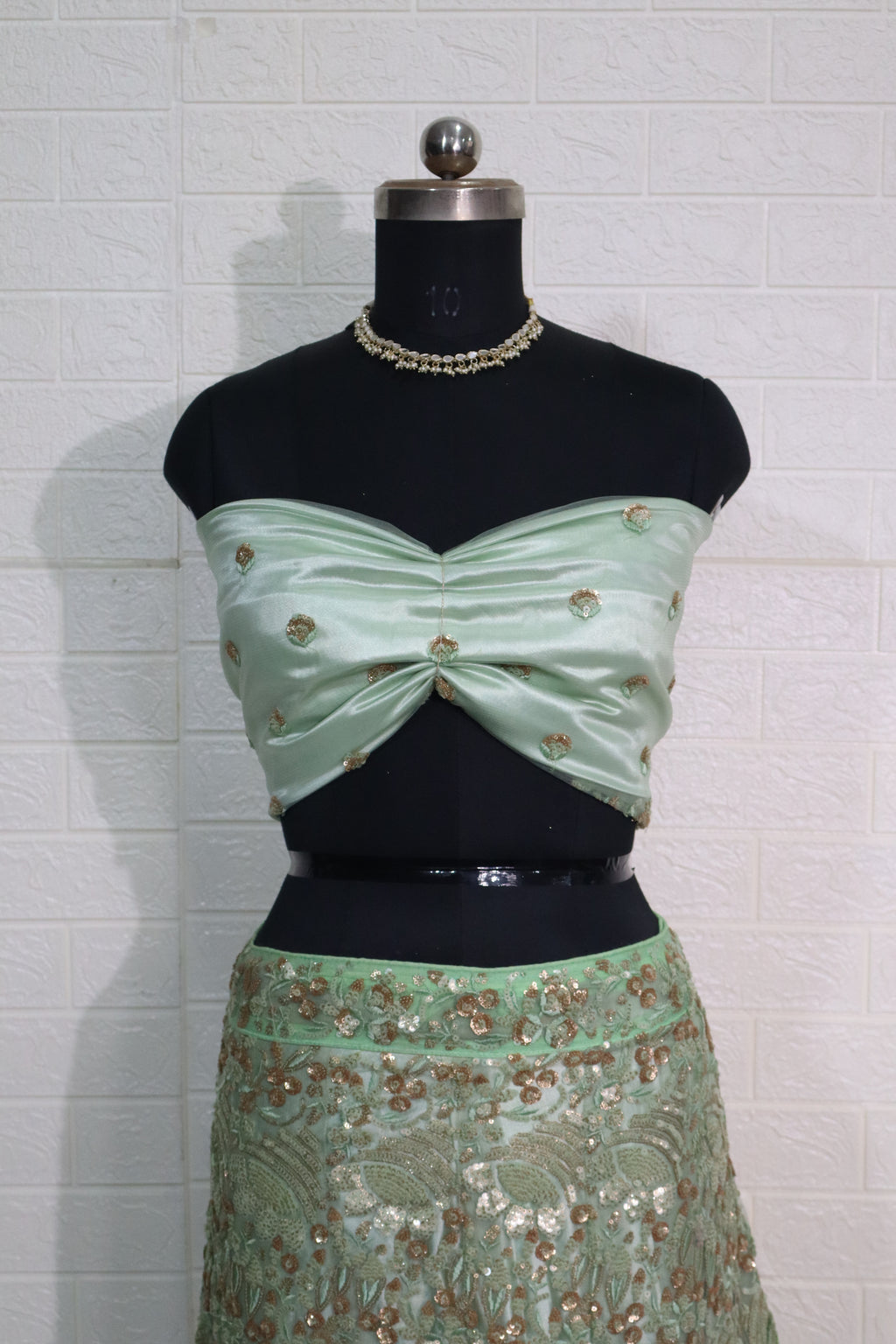 Mint Green Embroidered Lehenga Set