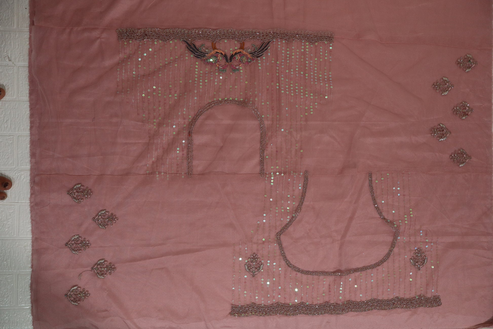Dusty Rose Sequin Embroidered Lehenga Set