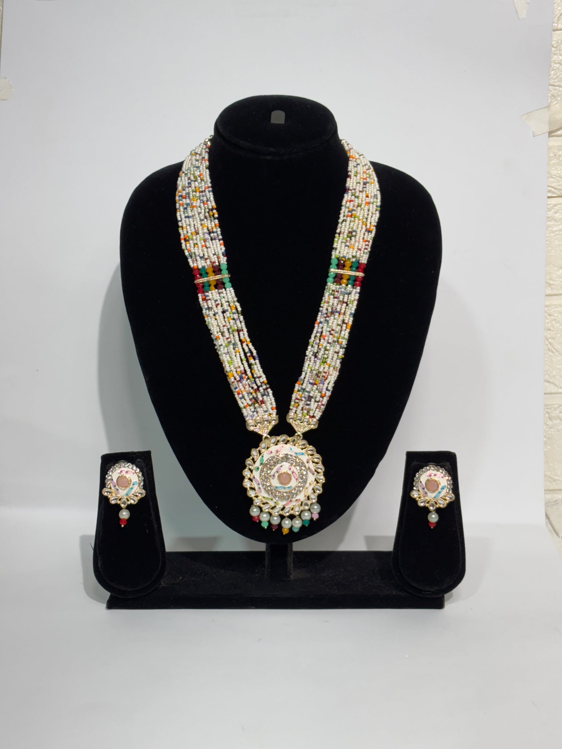 Multicolor Beaded Temple Pendant Necklace