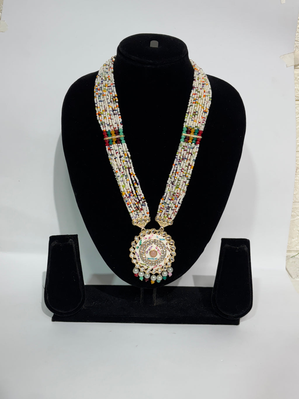 Multicolor Beaded Temple Pendant Necklace