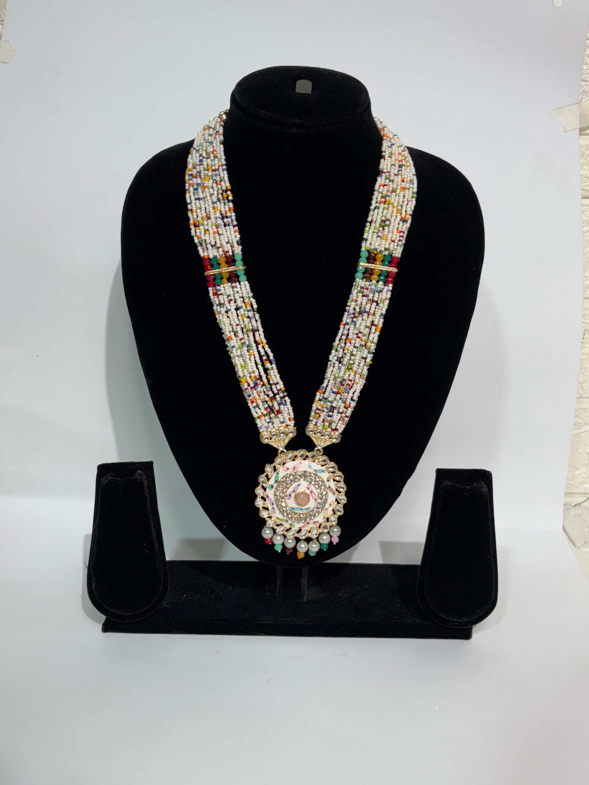Multicolor Beaded Temple Pendant Necklace
