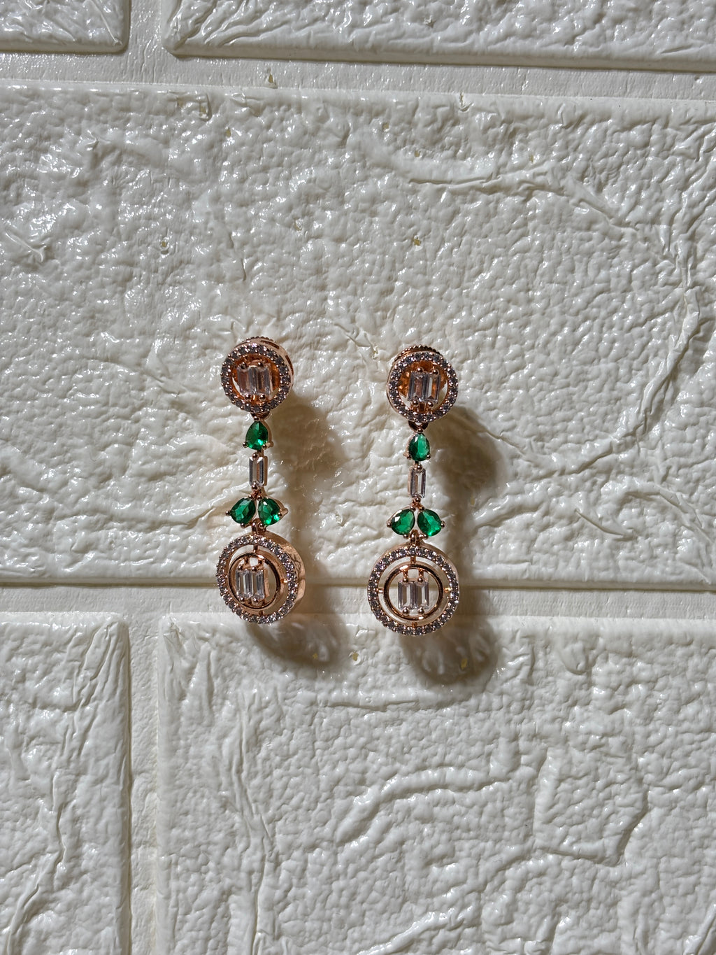 Emerald Crystal Pendant Set with Matching Drop Earrings