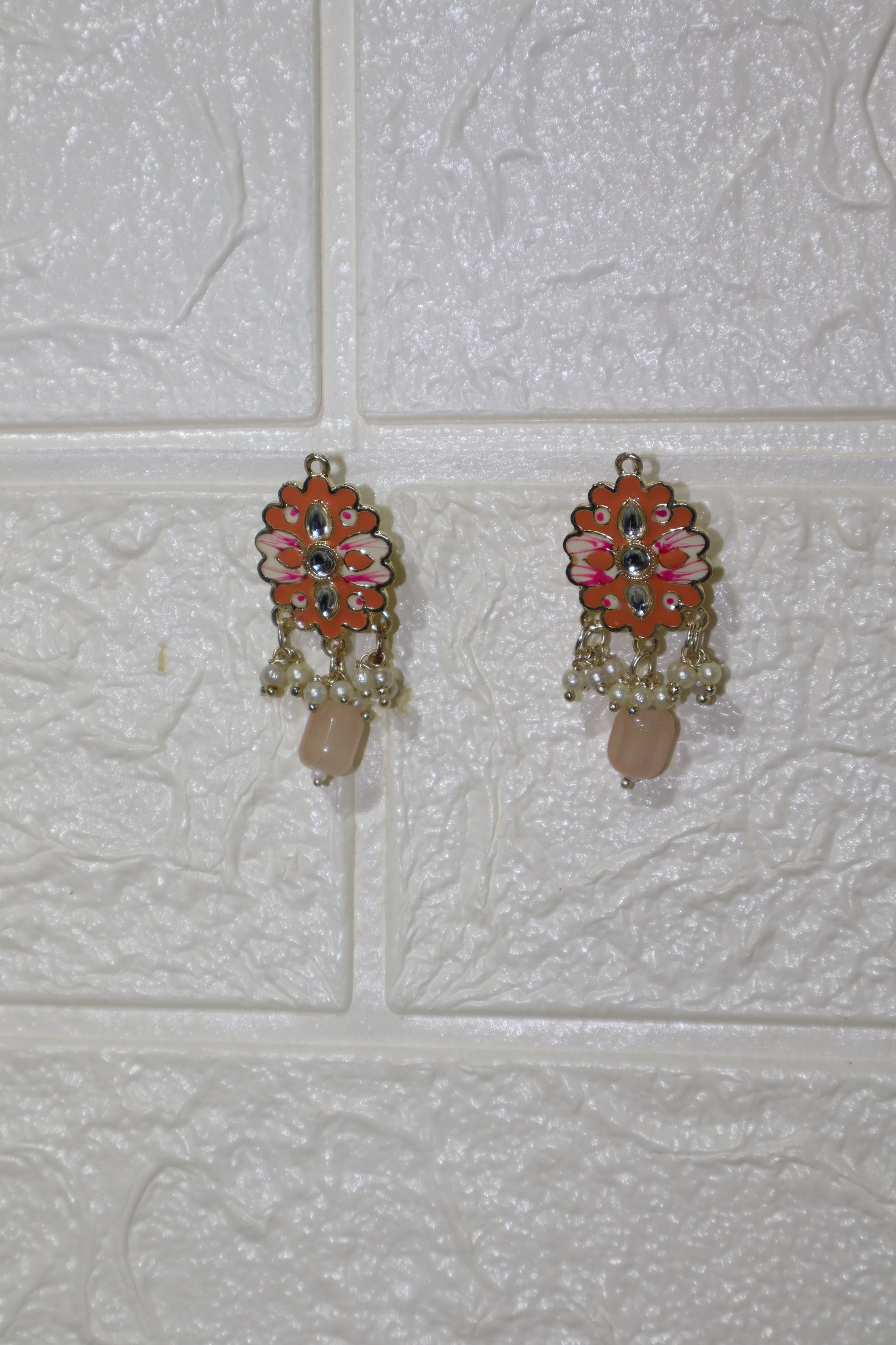 Blush Coral Enamel Pearl Choker Set