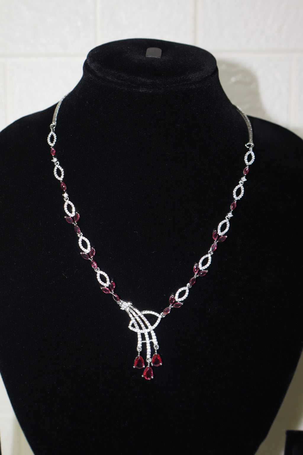 Rhodolite-Inspired Crystal Drop Necklace