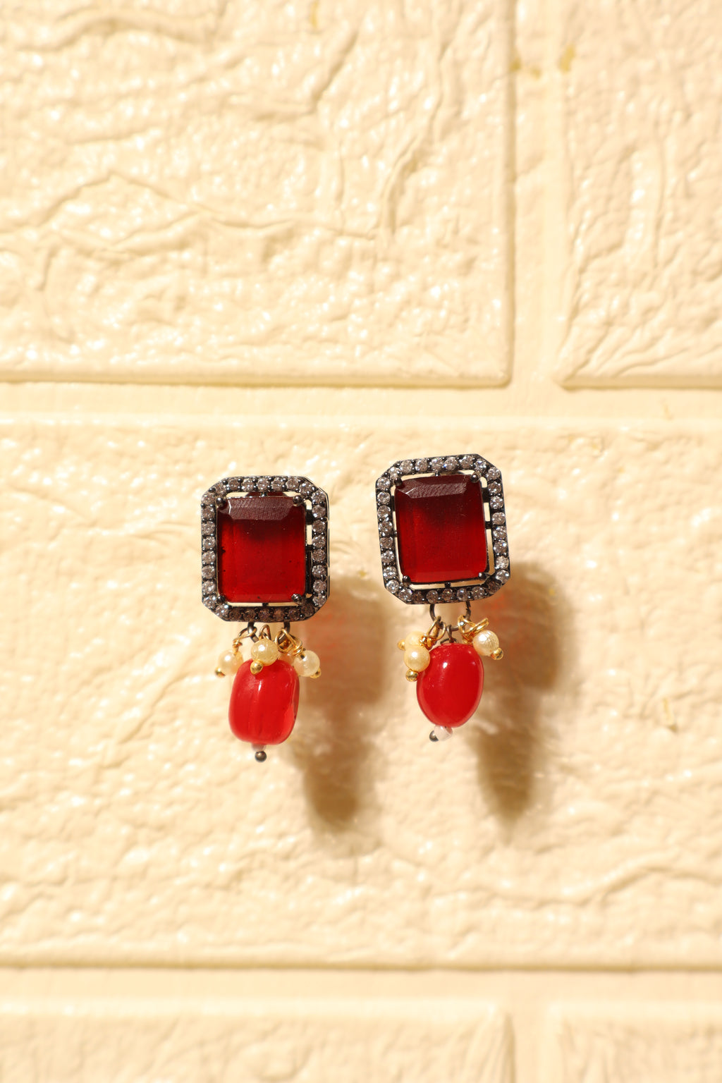 Royal Red Stone Choker & Earrings Set