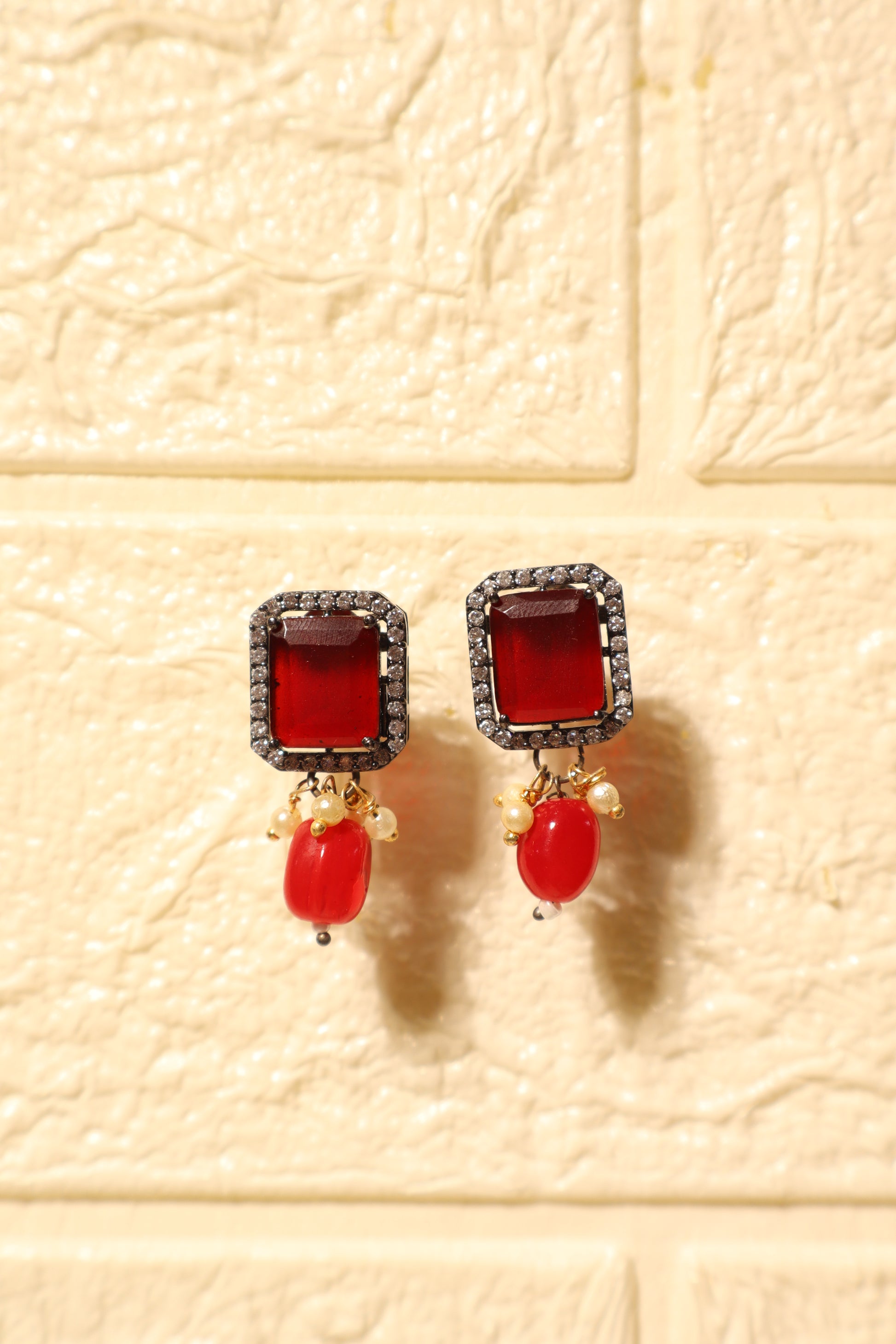 Royal Red Stone Choker & Earrings Set